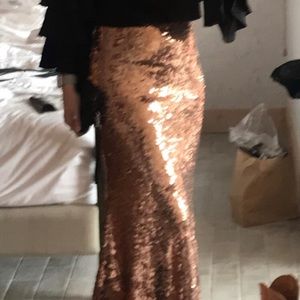 Rose Gold Sequin Maxi Skirt